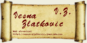 Vesna Zlatković vizit kartica